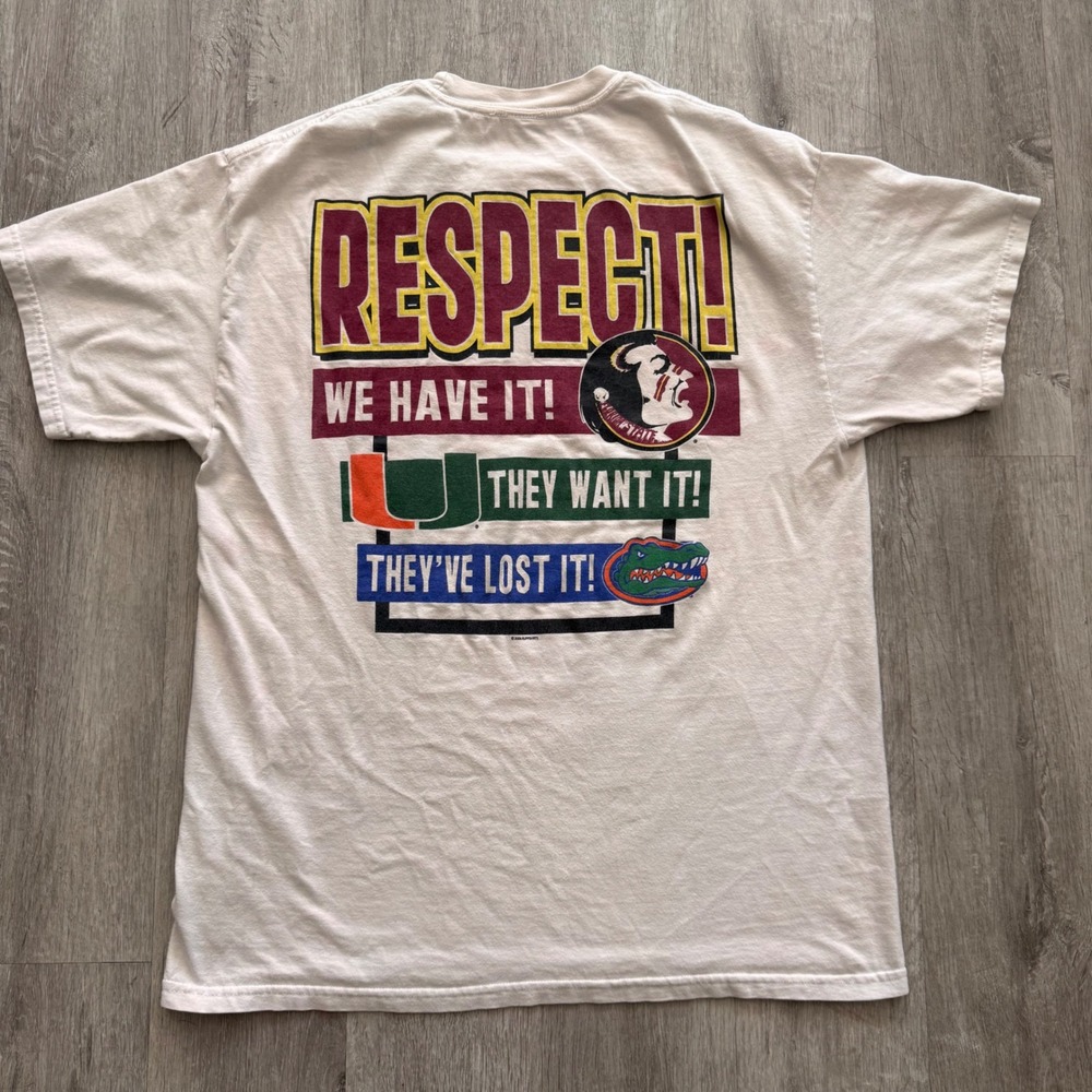 Vintage 2006 Florida State Seminoles FSU Respect Rivalry T-Shirt Mens XL White